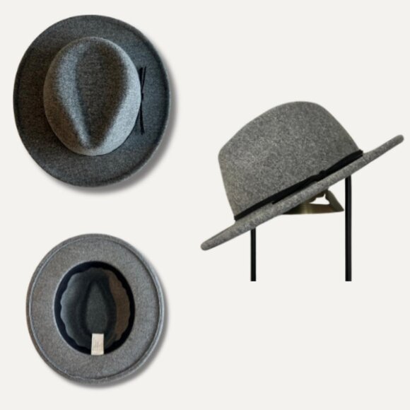 New Without Tags Grey Felt Fedora  with Black Ribbon - Picture 1 of 1